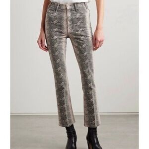 Mother The Huster Flood Snake Print High Rise Cropped Flare Jeans Size 25 Y